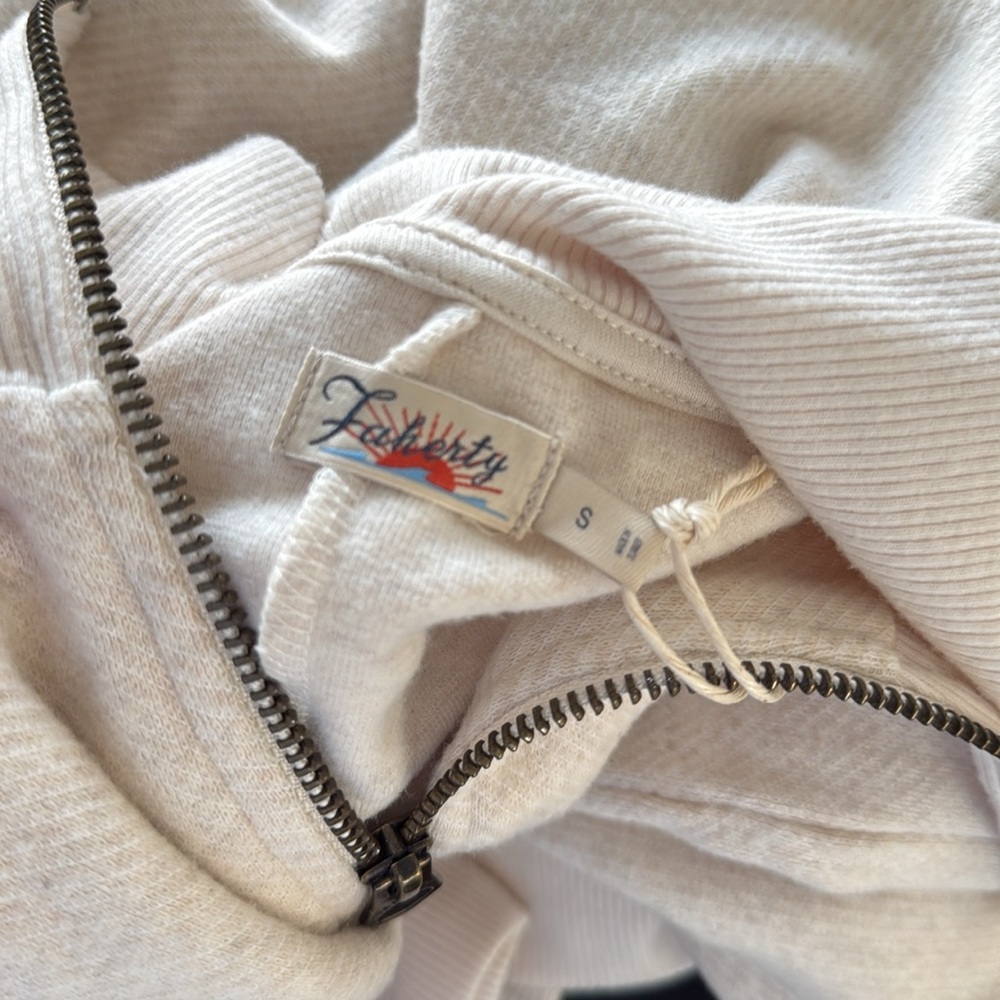 Faherty Legend Quarter Zip Dress Off White NWT size small - Picture 6 of 11
